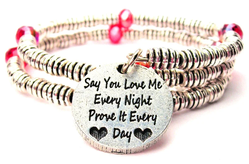 Glossy pearl bangles-Say You Love Me Every Night Prove It Every Day Curly Coil Wrap Style Bangle Bracelet