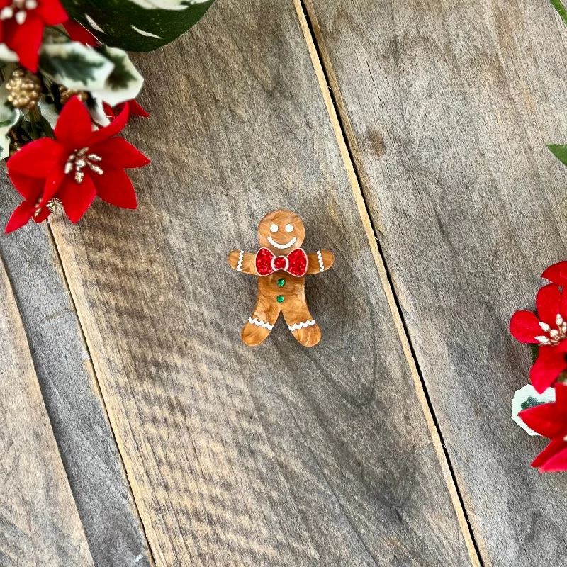 Blended metal brooch-Mini Gingerbread Man Brooch