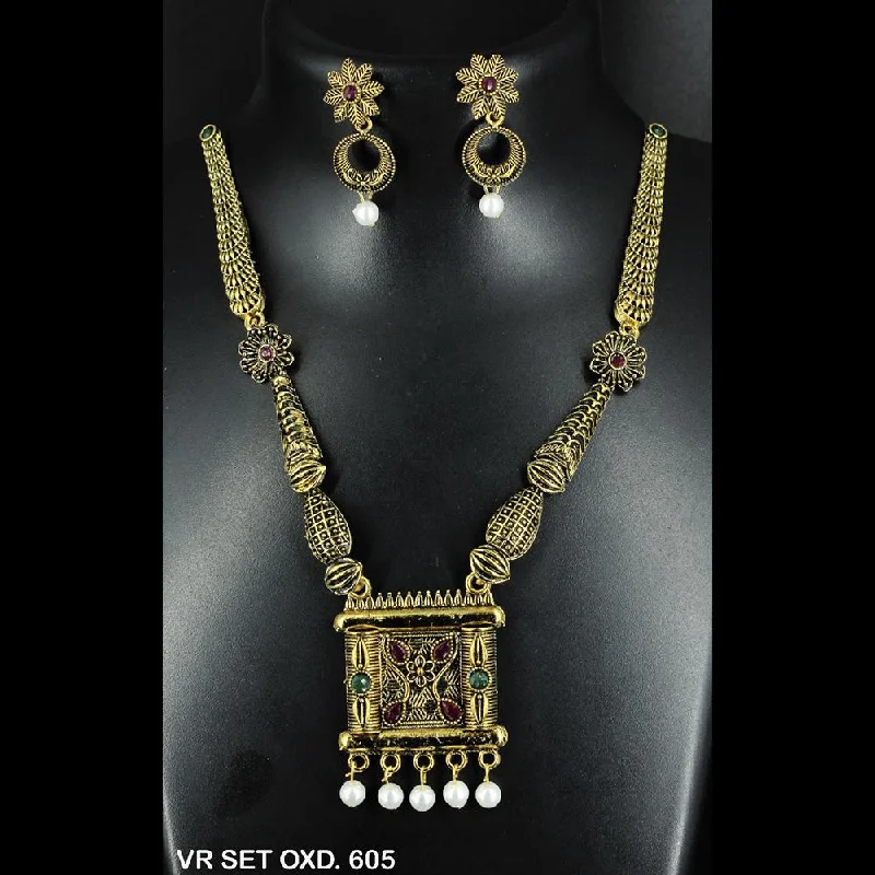 Retro charm necklaces-Mahavir Forming Gold Necklace Set - VR SET OXD. 605