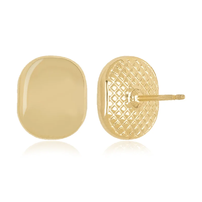 Layered tier earrings-14k Yellow Gold Soft Oval Stud Earrings