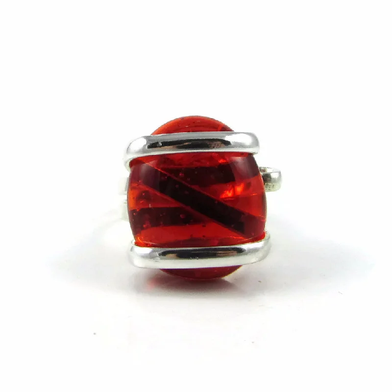 Gothic charm rings-Parallel Ring - Red Crystal