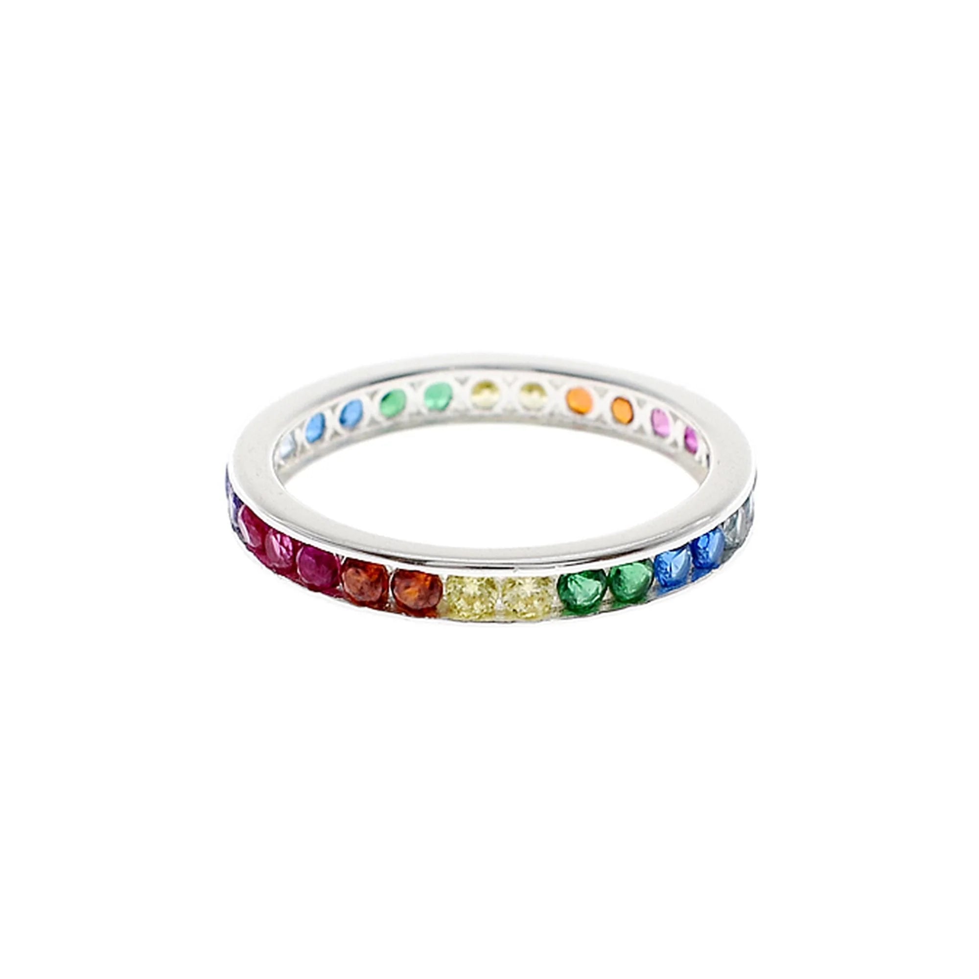 Fine dot rings-Rainbow Cubic Zirconia Ring