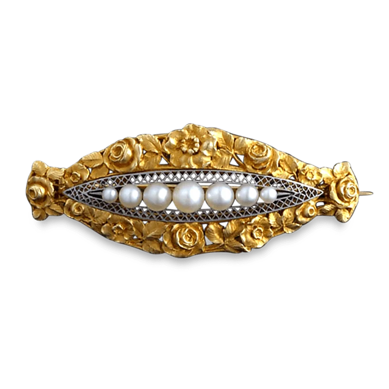 Crystal weave brooch-Art Nouveau Pearl Brooch