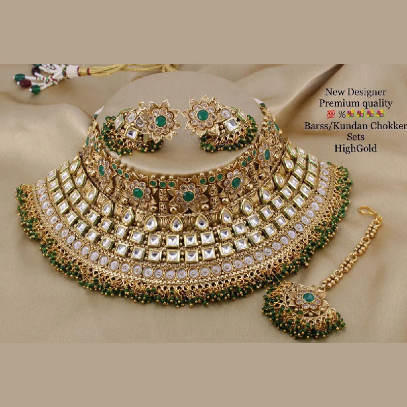 Polished name necklaces-Manisha Jewellery Gold Plated Kundan Stone Necklace Set