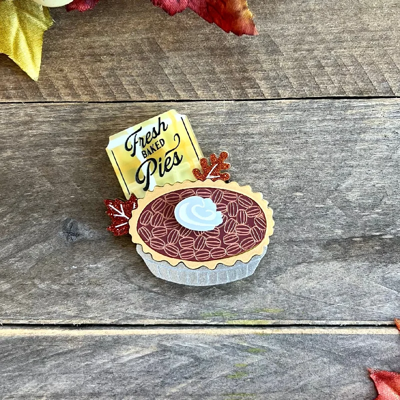 Heavy stone brooch-Fresh Baked Pecan Pie Brooch