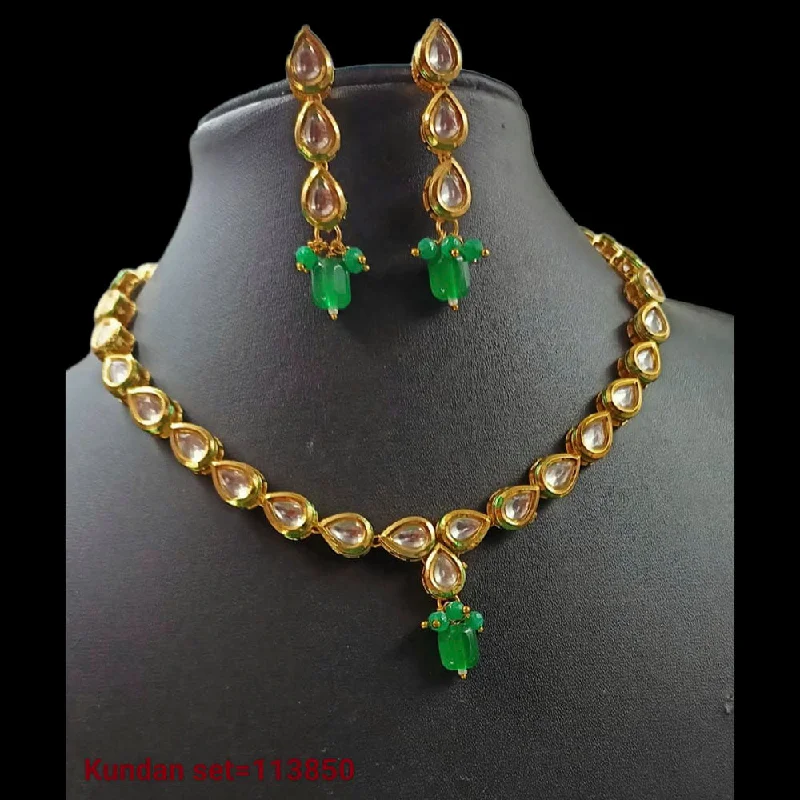 Mesh choker necklaces-Padmawati Bangles Kundan Stone Gold Plated Necklace Set