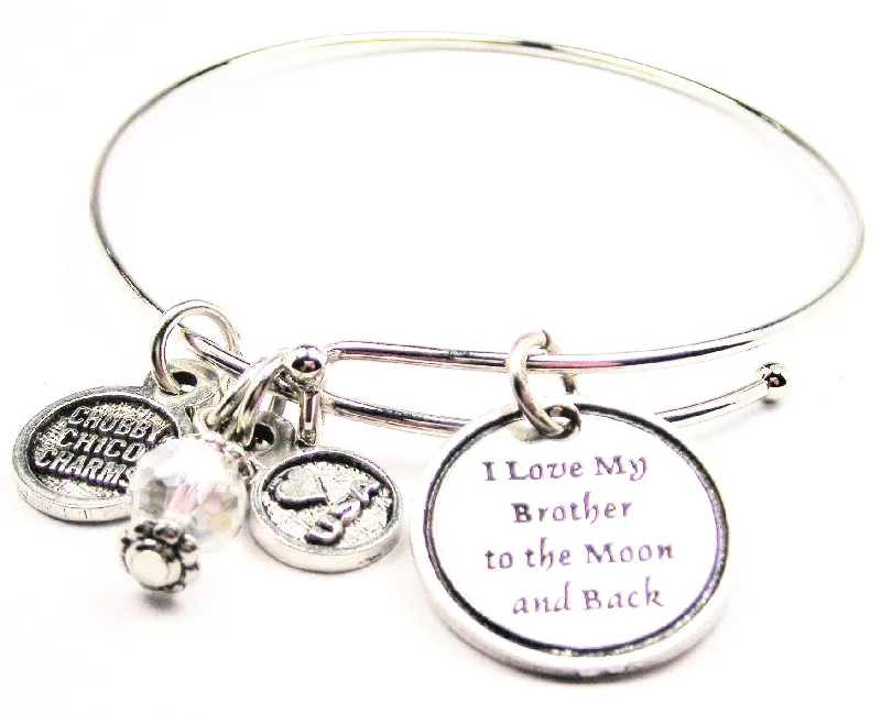 Cool wood bangles-I Love My Brother To The Moon And Back Bangle Bracelet