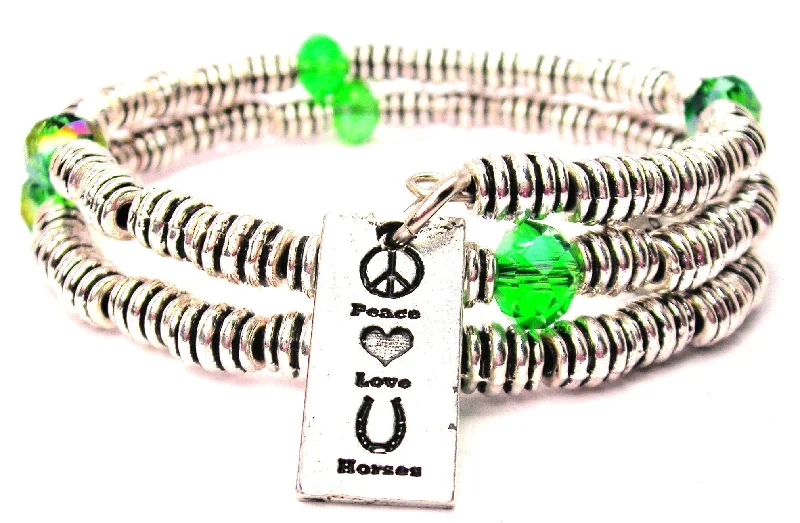 Gem strand bangles-Peace Love Horses Curly Coil Wrap Style Bangle Bracelet