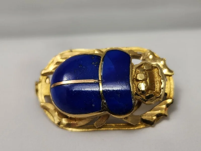 Dainty silver brooch-Vintage 18k Gold Scarab Beetle Pin Brooch