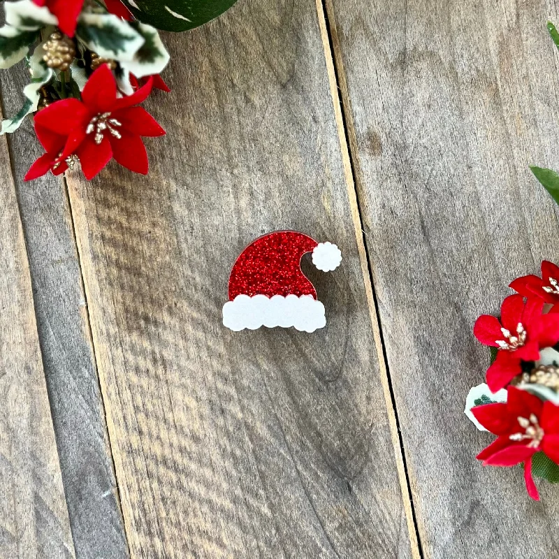 Flat knot brooch-Mini Santa Hat Brooch