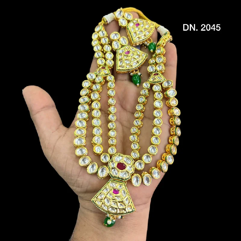 Yarn tassel necklaces-Manisha Jewellery Gold Plated Kundan Stone Necklace Set