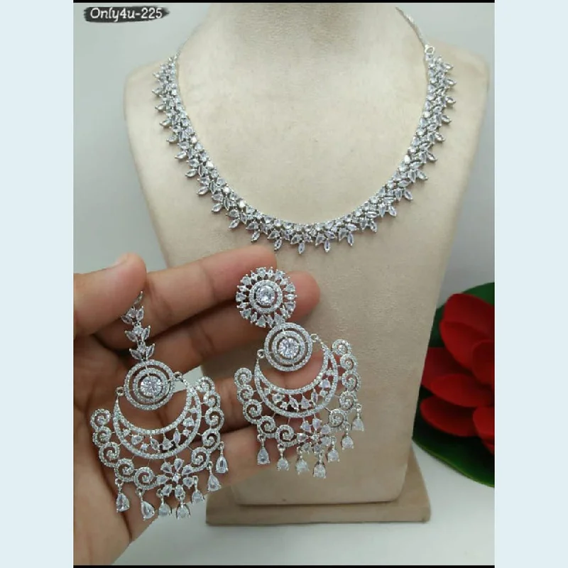 Floating stone necklaces-Manisha Jewellery Silver Plated AD Stone Necklace Set