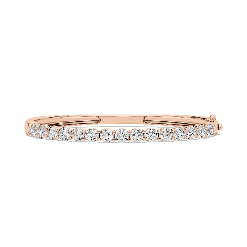 Fluid art bangles-Round Cut Diamond Hinged Bangle