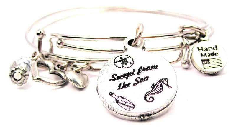 Gem strand bangles-Swept From The Sea Expandable Bangle Bracelet Set