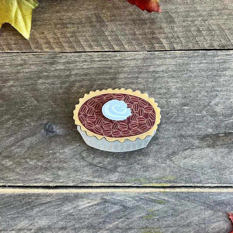 Vibrant enamel brooch-Pecan Pie Brooch