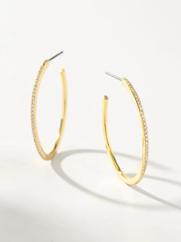 Crystal-twisted earrings-Pavé Hoop Earrings