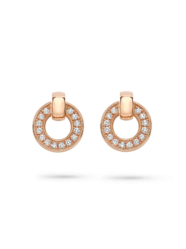 Pink gem earrings-Roulette Rose Gold Diamond Flip Earrings