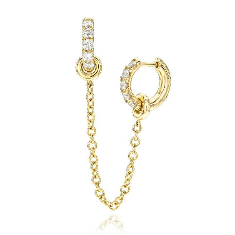 Dual-tone gem earrings-Double Pavé Chain Hoop Earring