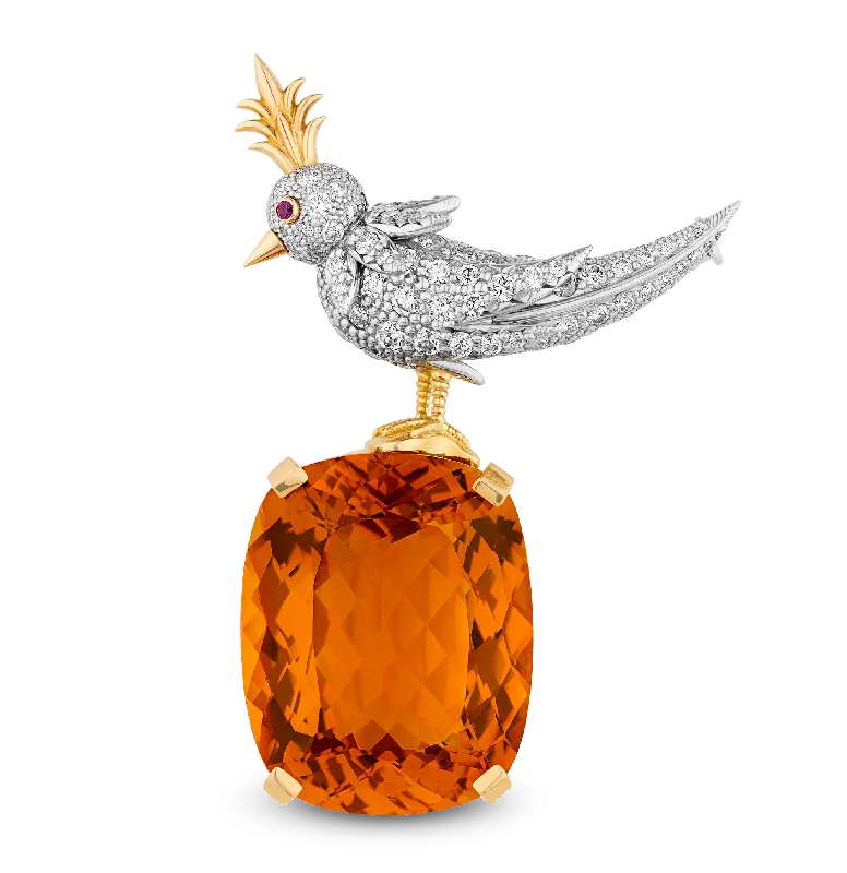 Peace gem brooch-Tiffany & Co. Citrine Bird on a Rock Brooch by Jean Schlumberger