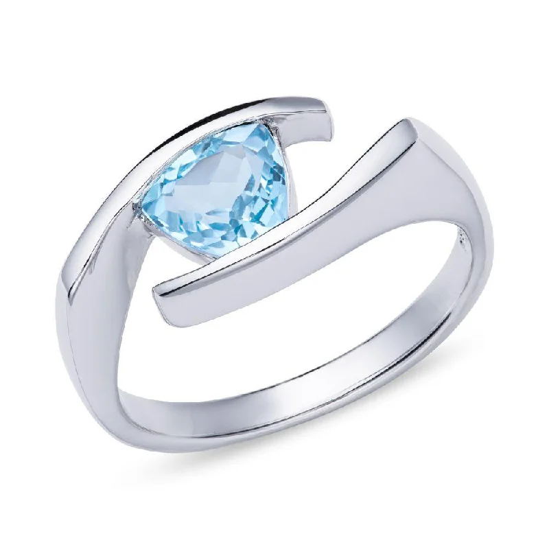 Stretch open rings-Unique & Co Sterling Silver Blue Topaz Ring