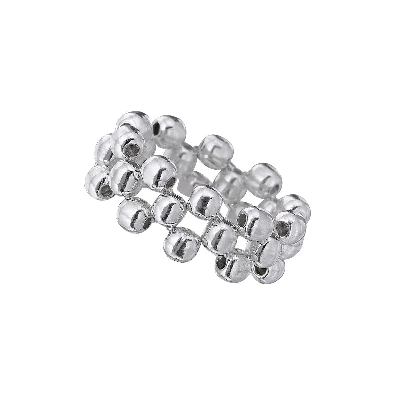 Open frame rings-3 Row Woven Bead Stretch Ring