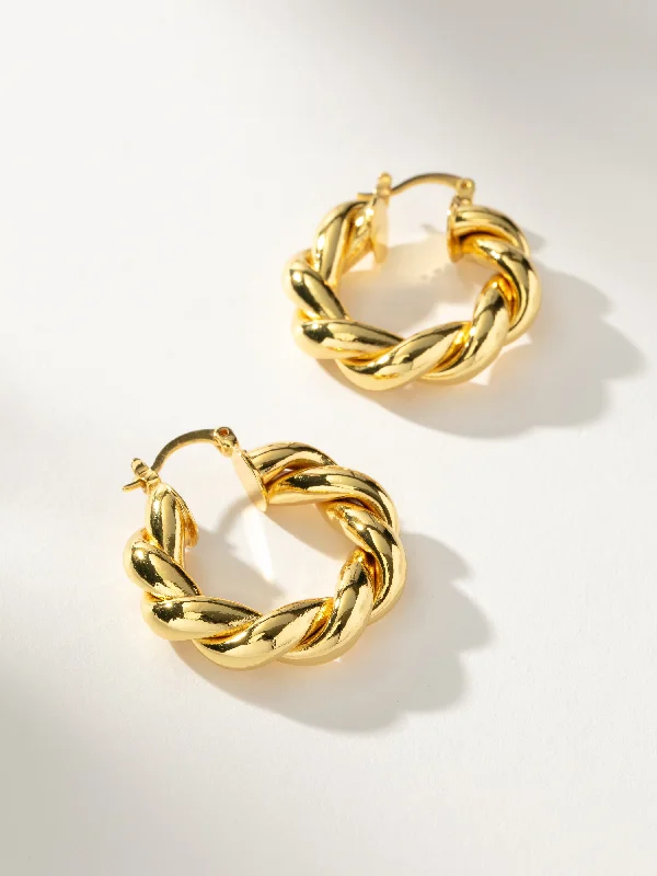 Layered tier earrings-Roped Hoops