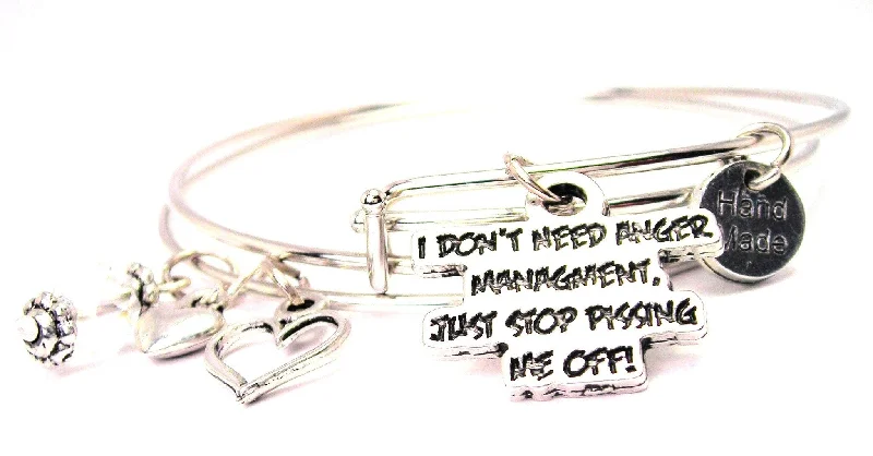 Tiny dot bangles-I Dont Need Anger Management Just Stop Pissing Me Off Expandable Bangle Bracelet Set