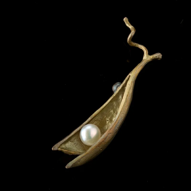 Retro deco brooch-Pea Pod Brooch - 1 Pearl