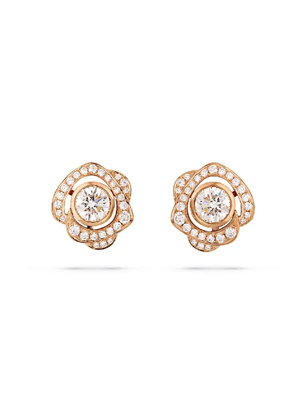 Ruby gem earrings-Maymay Rose Detachable Rose Gold Diamond Earrings