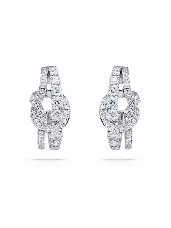 Radiant gem earrings-The Knot Large White Gold Diamond Earrings