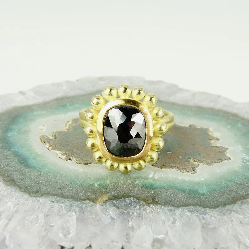 Tiny star rings-Black Diamond Courtesan Ring