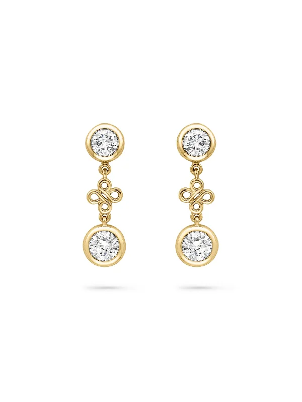 Small wing earrings-Beach Yellow Gold Detachable Diamond Drop Earrings