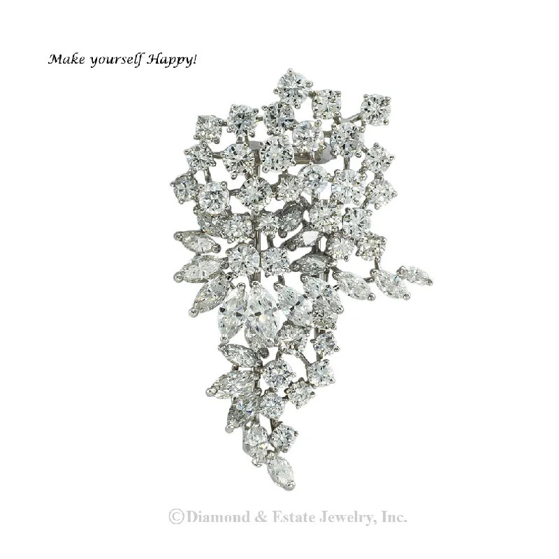 Wide bar brooch-Harry Winston Diamond Platinum Clip Brooch