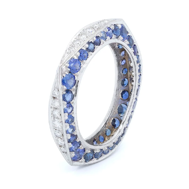 Round gem rings-Sapphire & Diamond Keshet Ring in White Gold