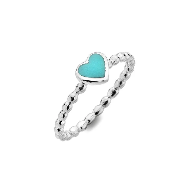 Morganite rings-Sea Gems Sterling Silver Turquoise Heart Ring