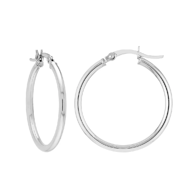 Sleek gold earrings-Sterling Silver Polished Hoop Earrings