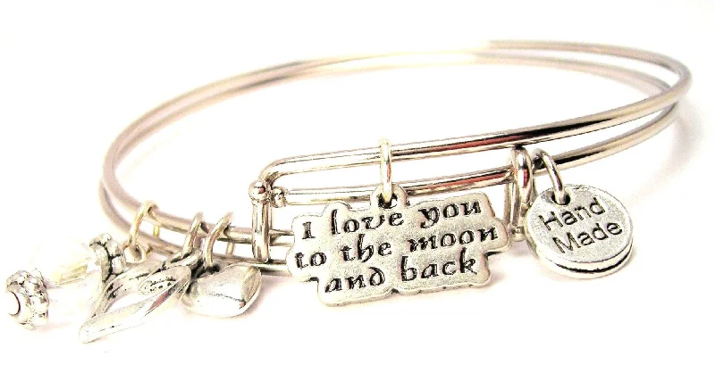 Nine-link bangles-I Love You To The Moon And Back Expandable Bangle Bracelet Set