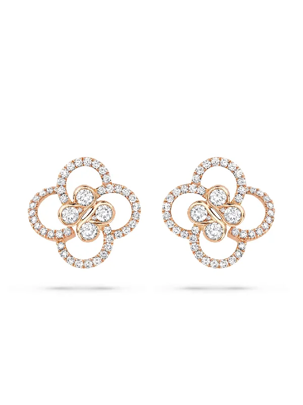 Woven silk earrings-Be Boodles Rose Gold Diamond Earrings