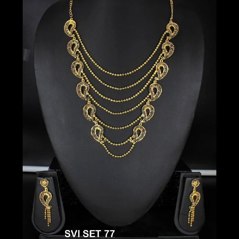 Aged charm necklaces-Mahavir Forming Gold Necklace Set - SVI SET 77