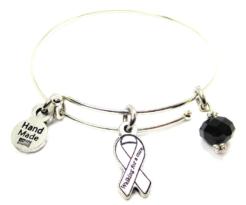 Old cameo bangles-Walking For A Cure Awareness Ribbon Bangle Bracelet