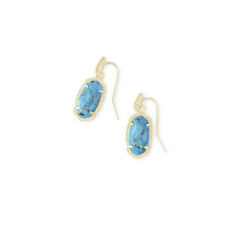 Large hoop earrings-Kendra Scott Lee Drop Earrings in Gold Bronze Veined Turquoise