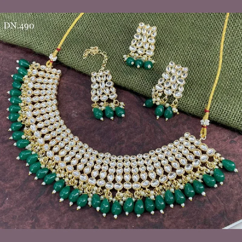 Astro charm necklaces-Sai Fashion Gold Plated Kundan Choker Necklace Set