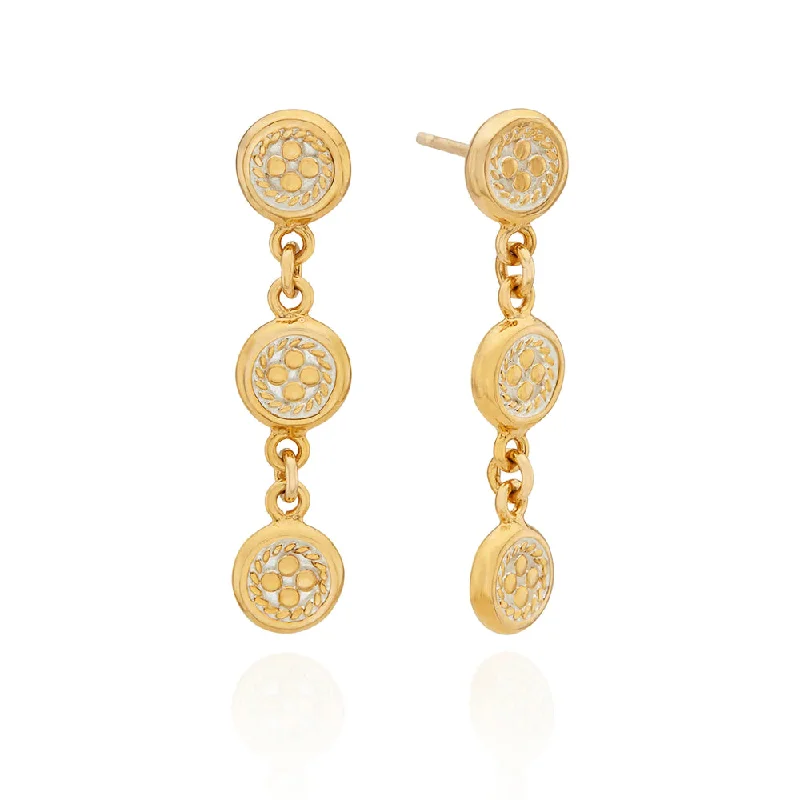 Small gem earrings-Anna Beck Classic Triple Drop Earrings