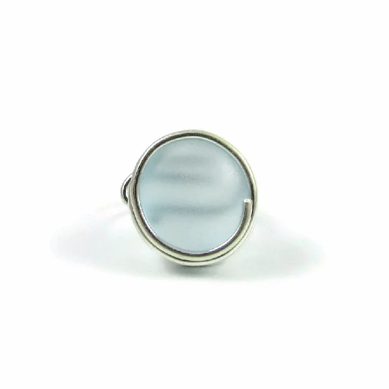 Sapphire inlay rings-Infinity Glass Ring - Sky Blue Matte