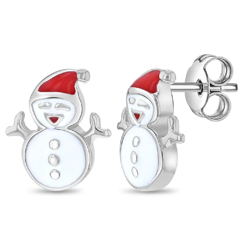 Oval dangle earrings-Christmas Snowman Girls Earrings