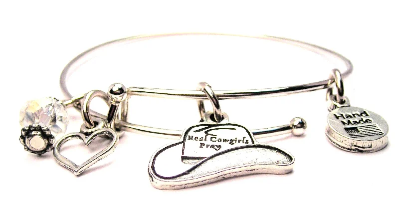 Quirky bead bangles-Real Cowgirls Pray Expandable Bangle Bracelet