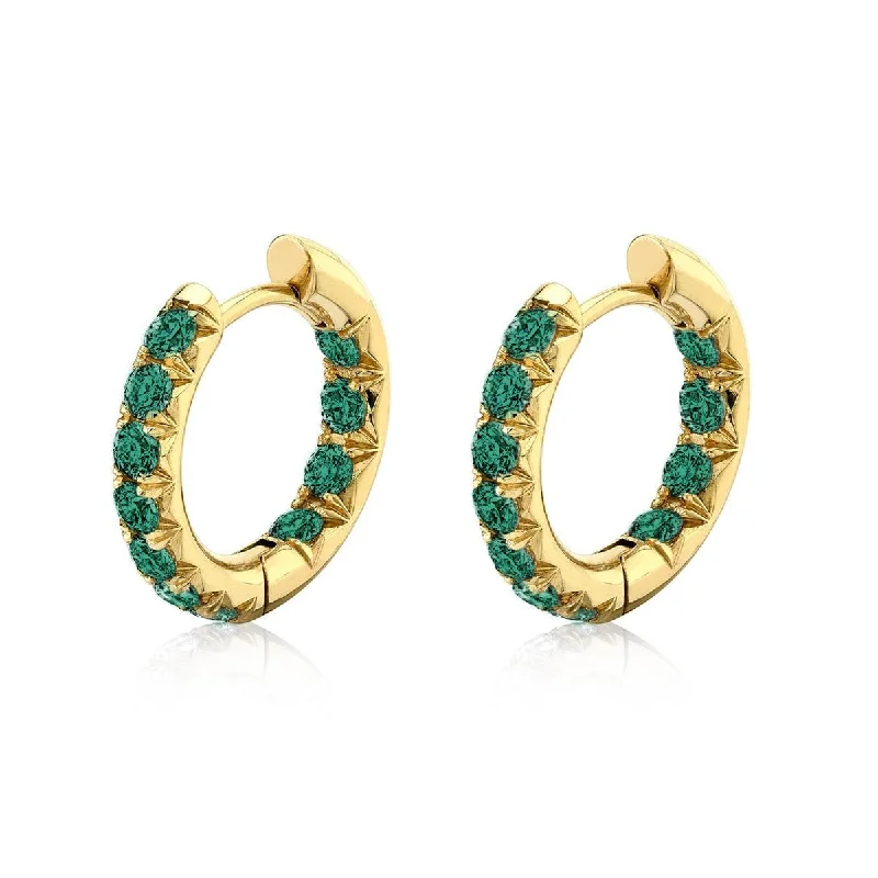 Subtle drop earrings-Inside Out Emerald French Pavé Hoops | Ready to Ship