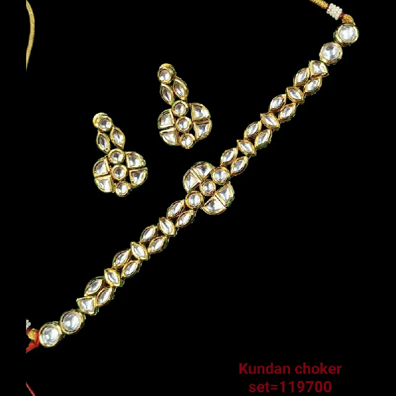 Satin gloss necklaces-Padmawati Bangles Kundan Stone Gold Plated Necklace Set