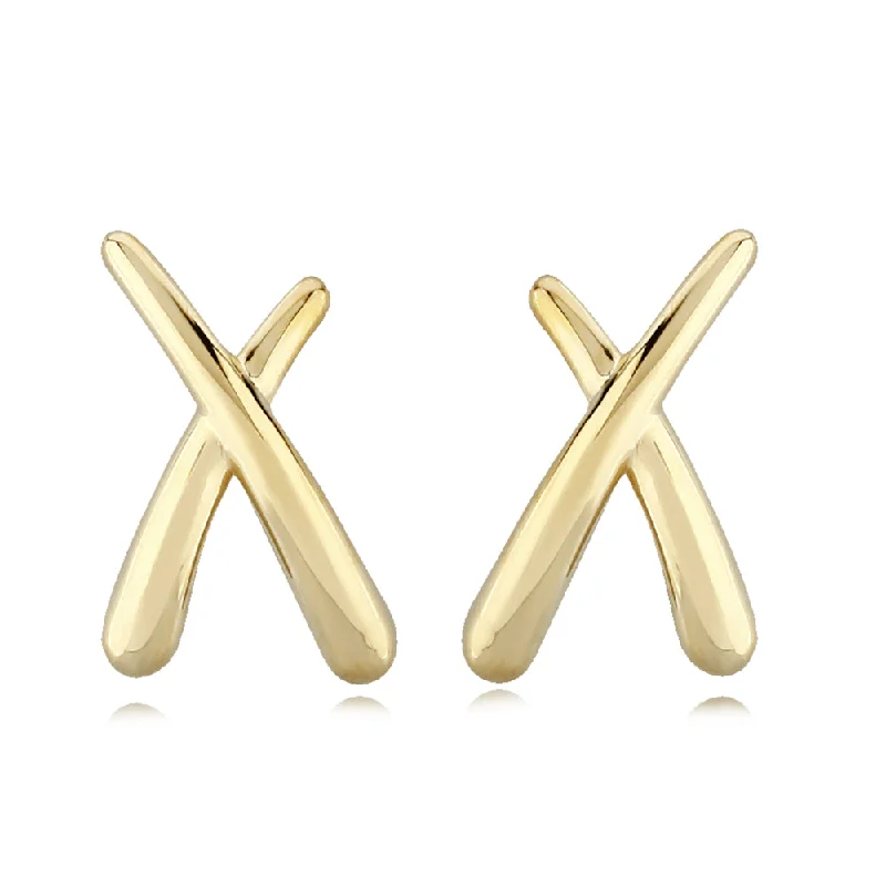 Bold hoop earrings-14k Gold 'X' Stud Earrings