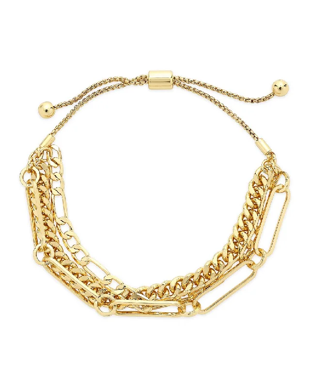 Oval gem bangles-Layered Chain Bolo Bracelet